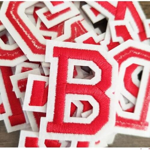5pc Red Letter Embroidery Iron on Name Patch Alphabet Clothes Diy Stickers 26 Letters Sew on Kids Pants Decoration Appliques