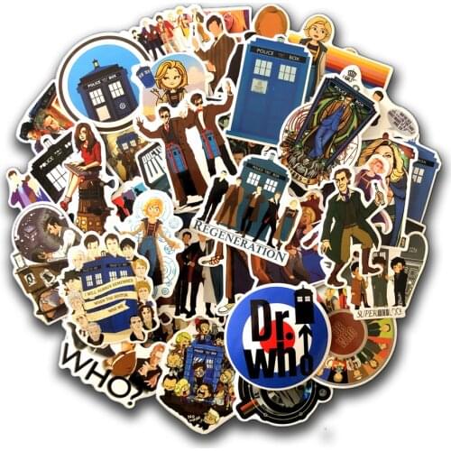 50pcs Cartoon Doctor Who tardis Stickers Sets Anime Sticker Lot For Laptop Bicycle Phone Guitar Luggage Stickers