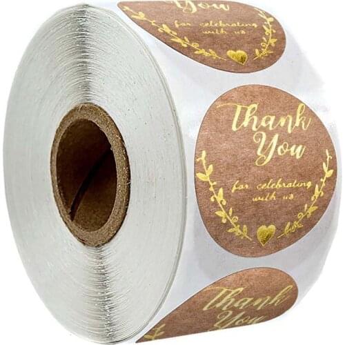 500pcs Kraft Paper Thank You Stickers for business envelope sealing Scrapbooking Stationery sticker Gift Packaging seal labels