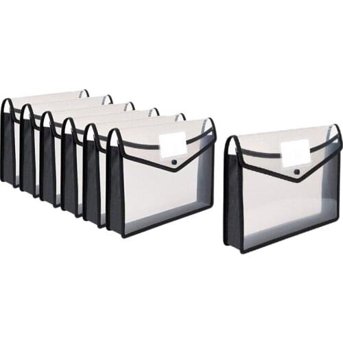 7Pcs Plastic File Folder Poly Pockets Envelope Expanding File Wallet A4/Letter Size Large Document Folder with Button