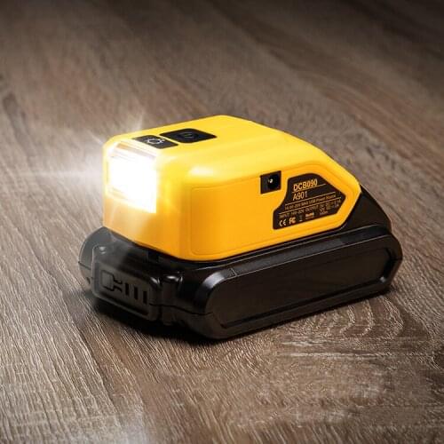 Battery Adapter Converter To Phone charger For Dewalt 12V 18V Battery DCB090 Dual USB 5V Phone Power Supply DC 12V LED Worklight