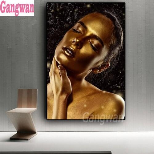 Diy diamond painting Black Gold Woman Nude African full rhinestone mosaic cross stitch 5d embroidery kits full square round dril