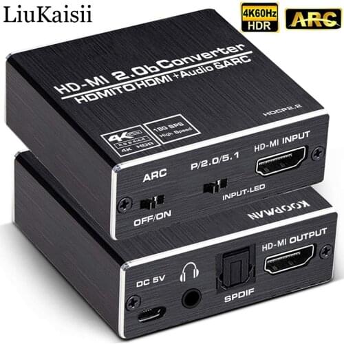 4K 60Hz HDMI2.0 Audio Splitter 5.1 ARC HDMI Audio Extractor HDCP 2.2 HDR10 Audio Converter Optical TOSLINK SPDIF