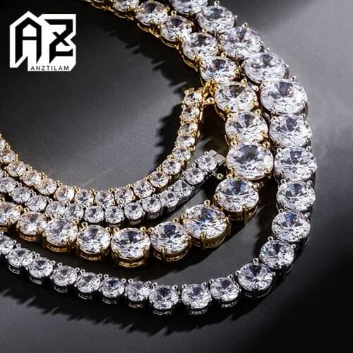 AZ All New Hip Hop Pave Setting AAA+ Cubic Zircon Stone Iced Out Necklace Fashion Size Gradient Tennis Chain Link For Men Women