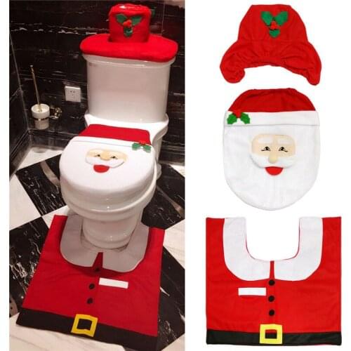 Christmas Decorations for Home toilet Seat Cover Sets three-piece toilet Case Waterproof Bathroom WC Cover