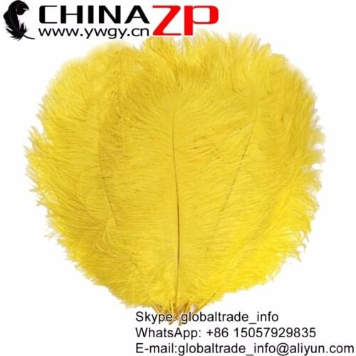 CHINAZP Factory 50pcs/lot 45~50cm(18~20inch) Length Yellow Colored Ostrich Wing Feathers Decorations