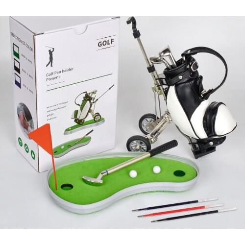 Dual-Purpose Golf Pen Holder with 3 Piece Pens Desktop Toys Decoration Entertainment Novelty Golf Pen Set Gifts for Men Fathers