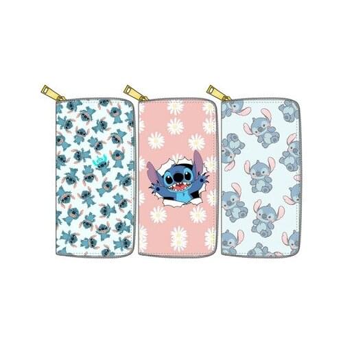 Disney pu coin bag cartoon card holder New Stitch 4PU Long Zipper Wallet card pu Clutch