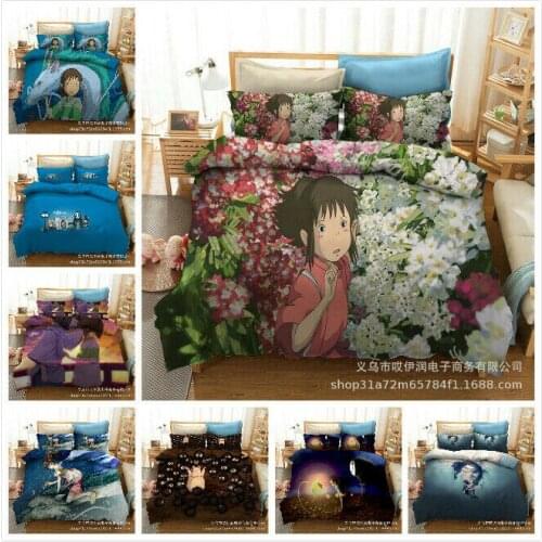 Spirited Away Home Textile Pillow Case 3D Bed Linen Duvet Covers Comforter Bedding Sets Bed Set Home Decor Bedding