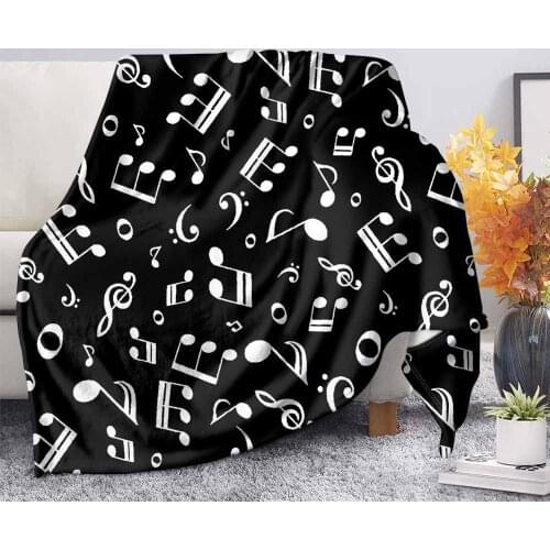 Home Textiles Throw Blanket on Bed Sofa Bedding 3D Music Note Black Printed Warm Fleece Blanket Winter Bed Sheet Knee Blanket