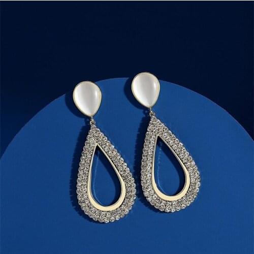 Europe and the United States popular retro exaggerated drop earrings female elegant temperament shining earrings pendant in 2021