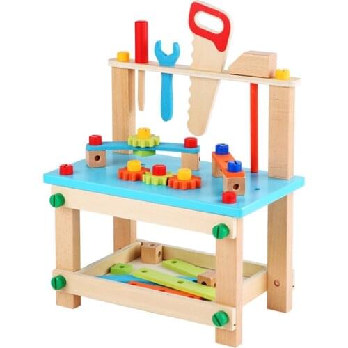 Wooden Pretend Toy Children Versatile Assembly Building Block Simulation Disassembly Tool Desk Chair Screw Nut Toy