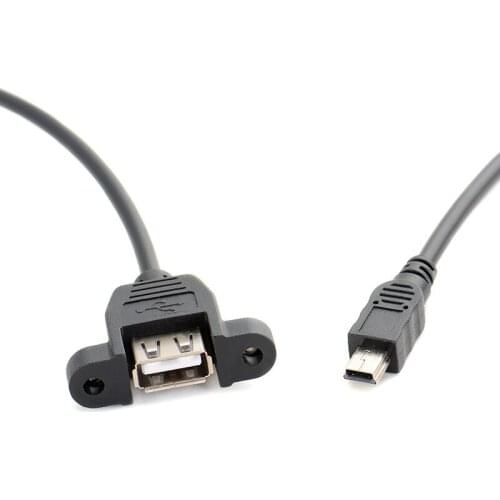 USB2.0 A female to mini 5pin male DIY fixed panel data male to male charging cable 50cm