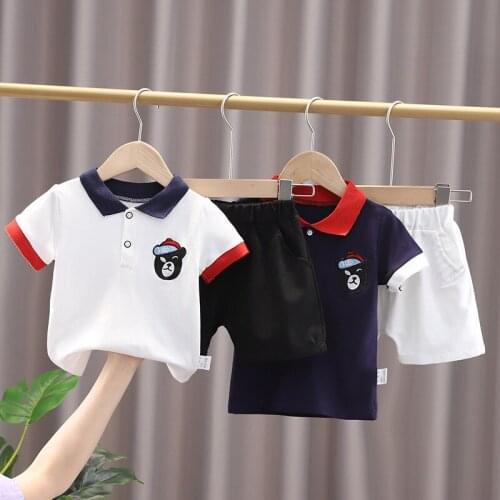 Boys Clothes Set Summer Infant Cotton Short Sleeves Clothes Tops+ PantsToddler Polo Children Sports Suit Outfits Kids Tracksuit