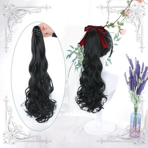 Medium-Length Curly Single Horsetail Hair Piece Invisibility Traceless Hair Tail Woman Wig Accessory Cosplay Party