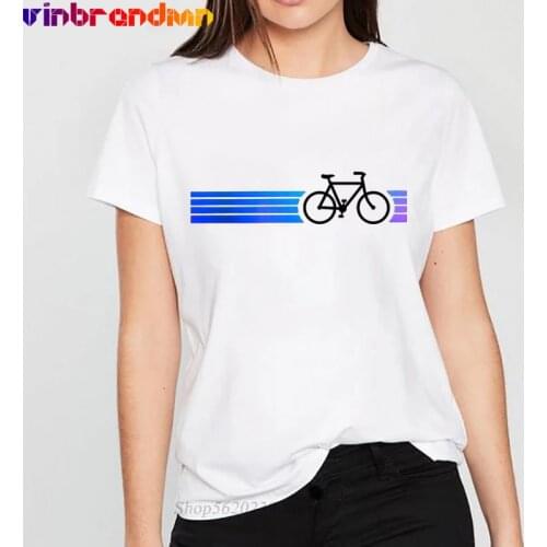 Summer Fashion women MTB Retro Bicycle Print T Shirts Short Sleeve Cotton hiking Tee Tops Mountain Biking Outdoor Gift Clothing