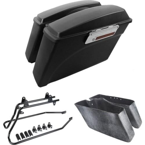 Motorcycle Matte Black Hard Saddle Bags With Conversion Brackets For Harley Softail FLST FLSTSB 1984-2013