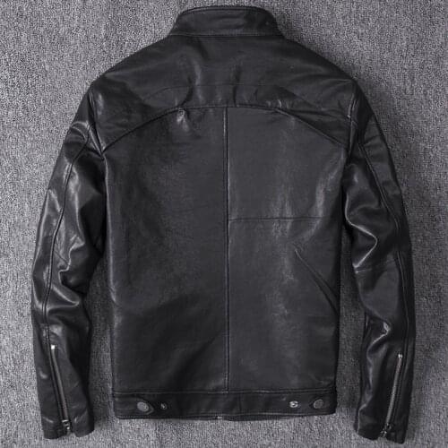 Autumn Spring Genuine Leather Jacket Men Streetweaar 200% Real Sheepskin Coat Man Moto Biker Vintage Leather Jackets 29922