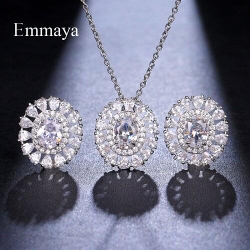 Emmaya Cool Design Sunflower Modelling Fashion Jewelry Set For Female Earring And Necklace Zirconia Party Decoration Multicolor