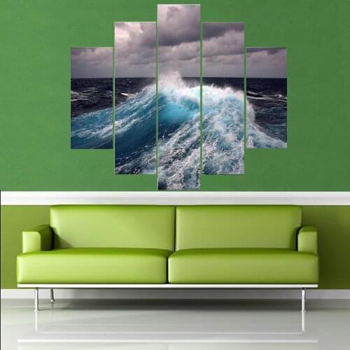 5 Piece Wall Art Canvas Painting With Frame Pictures Seascape Home Decor Posters And PrintsPaintings for Living Room Wall