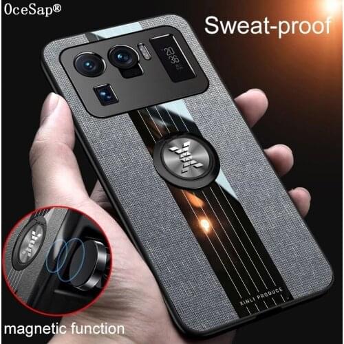 OceSap For Xiaomi Mi 11 Ultra 5G Case Ring Holder Fabric Cloth Hard Cover For Xiaomi Mi 11 Ultra 11Ultra Mi11 5G Case Coque