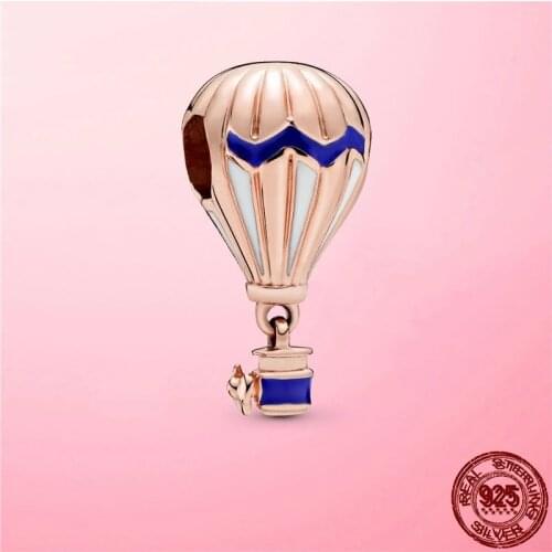 Original 925 Sterling Silver Blue Hot Air Balloon Travel Charm Bead fit Pandola Bracelet 2021Women Fashion DIY Jewelry Gift hot