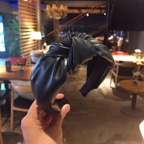 Girls Pu Leather Knot Bow Headbands Hairbands For Women Girl Head Elastic Hair Hoop Women Girl Korean Trendy Hair Accessories