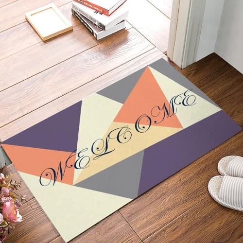 Simple Color Blocked Triangle Geometric Welcome Door Mats Kitchen Floor Bath Entrance Rug Mat Absorbent Indoor Bathroom
