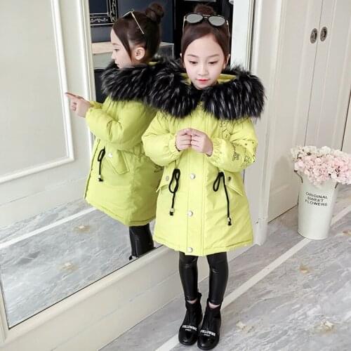Baby Girls Cotton-padded Down Coats Winter Warm Clothing Big Fur Collar Girls Parkas Snowsuits 2020 Kids Children Down Jacket
