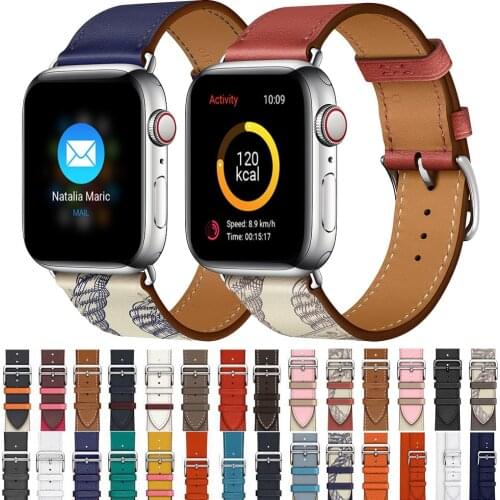 Cow Leather strap For Apple Watch 5 band 44mm iwatch Series 4 3 2 1 watch Accessories 42mm loop 38mm bracelet Replacement 40mm