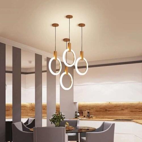 Modern simple wooden Pendant lamps European Personality bar table chandelier art lightings Villa Dining room creative droplights
