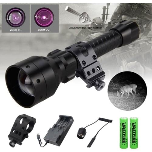 T50 Zoomable IR850nm/940nm Rifle Weapon Light Infrared Radiation Hunting Flashlight 50mm Focusing Lens Night Vision illuminator
