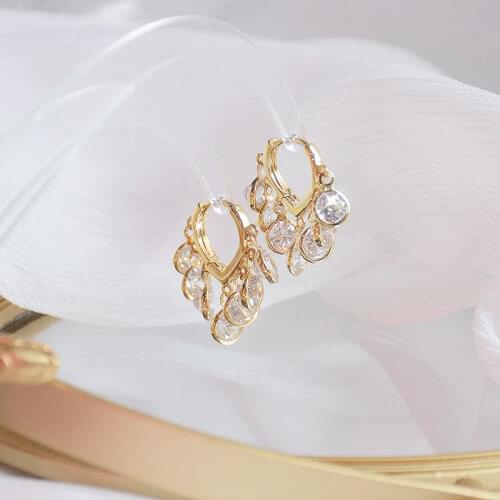 Temperament Druzy Earrings French Zircon Earrings Fashion Popular Geometric Earring For Women Shine Exquisite Fine Accessories