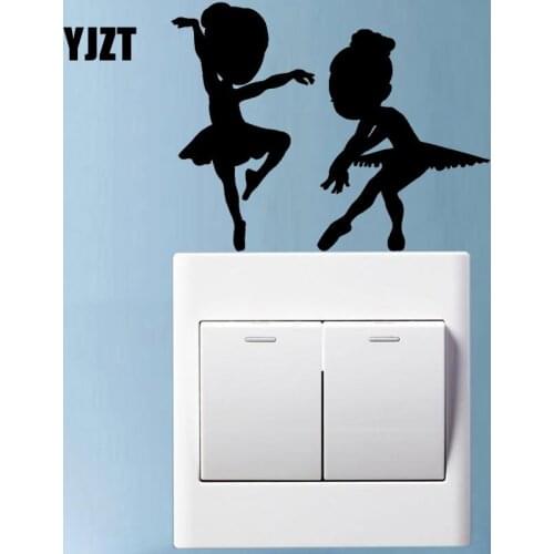 YJZT Ballet Studio Little Balerins Girls Dancers Wall Switch Stickers Decals Bedroom Vinyl Home Decor 8SS-2686