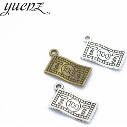 YuenZ 15pcsAlloy Metal Antique Silver color Dollar Pendants Charms DIY Jewelry Findings For Necklace Jewelry Making 21*13mm J142