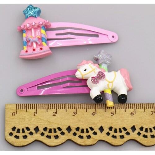 2 pcs Carousel Castle Princess Hairpins Girls Hair Accessories Children Headwear Baby BB Hair Clips Headdress