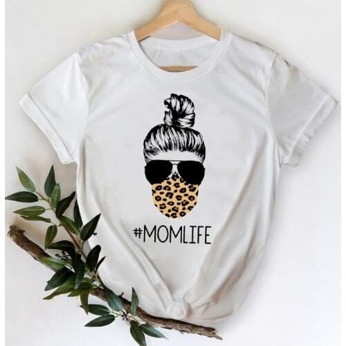 T-shirts Women 2021 Spring Summer Leopard Funny Mama Mom Mother Love Clothes Stylish Tshirt Top Lady Print Ladies Tee T-Shirt