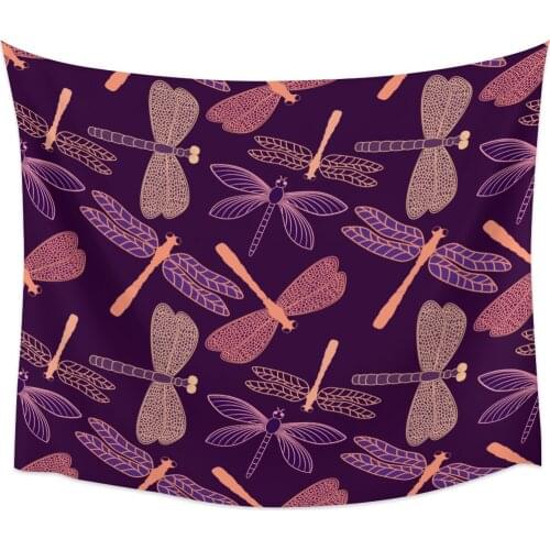 Animal Purple Dragonfly Wall Tapestry Home Wall Decor Tapestry Cover Beach Towel Picnic Mat Yoga Mat