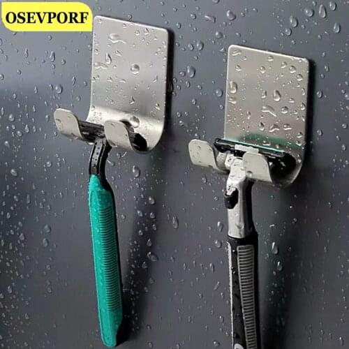 1PC Stainless Steel Razor Holder Men Shaver Wall Stand Phone Bracket Punch-free Storage Rack Support Bedroom Plug Hook Organizer