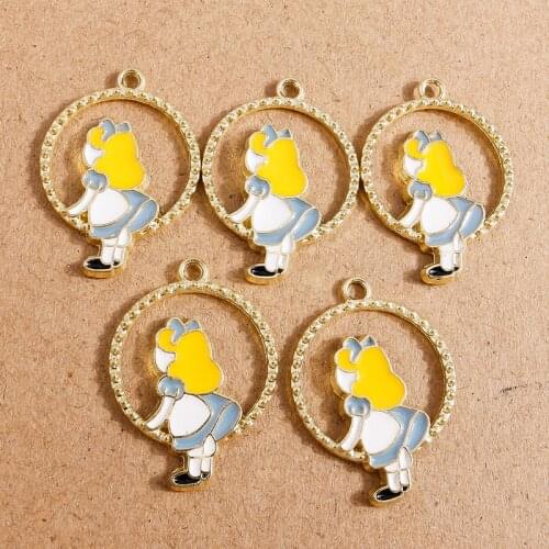 10pcs 22*30mm Gold Color Enamal Little Girl Charms for Necklaces Earrings Bracelet Jewelry Making Alloy Pendants DIY Crafts