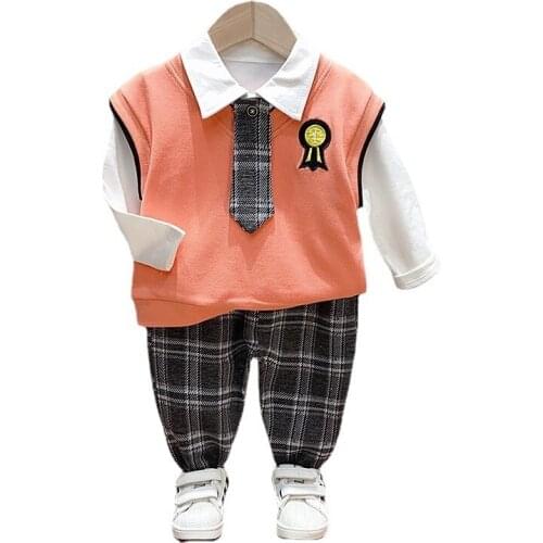 Spring Autumn Children Clothes Baby Boys Girl Fashion Vest T Shirt Pants 3Pcs/sets Kid Infant Clothing Toddler Cotton Sportswear
