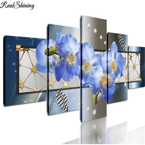 5 pcs Diamond Painting butterfly orchid Background art 5D Diy Mosaic Drill Resin Embroidery bead Cross Stitch Needlework F34