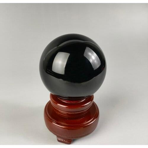 6 cm) Exquisite Interesting Chinese Craft Collection Home Decoration Gift Obsidian Polished Feng Shui Crystal Ball (with Base)