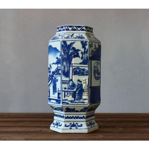 Antique Chinese Hand Painted Blue And White Ceramic Porcelain Vases For Home Decoration