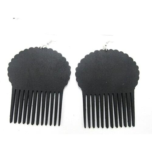 Free Shipping! 8cm Afro Comb Wood Earrings can mixed 3 colors