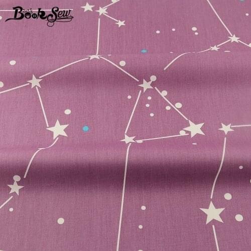 Booksew Purple 100% Cotton Twill Fabric Quilting Bedsheet Baby Sewing Cloth Patchwork Doll Craft North Stars Design Tecido Tela