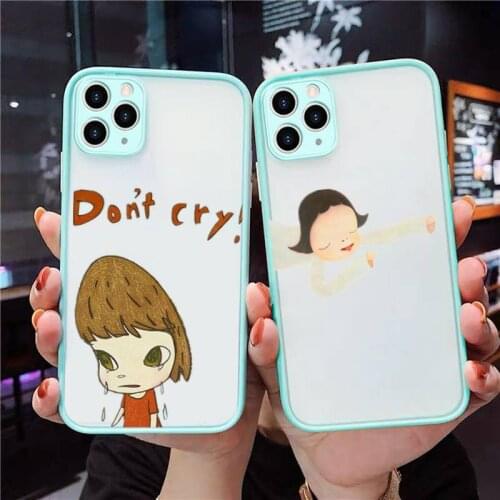 Art Cartoon Yoshitomo Nara Phone Case Blue Transparent Matte For IPhone 7 8 11 12 S Mini Pro X XS XR MAX Plus Cover Shell