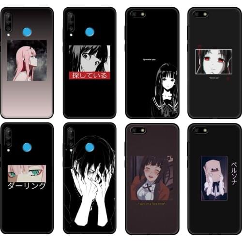 Black tpu Case For Huawei Honor 20 Lite 10 10i 20S 30S 30 Case Honor 7A 5.45 7s 7C 5.7 Case Cover Sad Japanese Anime Aesthetic