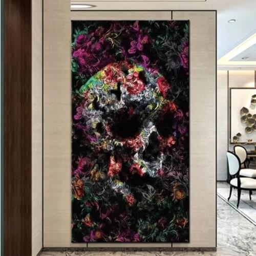 Skull Flower mazayka rhinestone Full square Diamond painting round drill DIY diamond art 5d mosaic full embroidery art EE1807