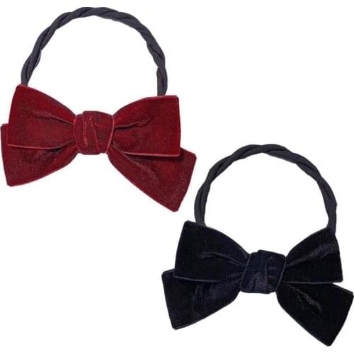 Color Bowknot Hair Curls Headbands Female Retro Velvet Red Black Bun Hair Dresser Fashion Women Hair Accessories